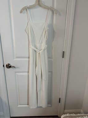 Nine West Cream Spaghetti Strap Tie-Waist Jumpsuit